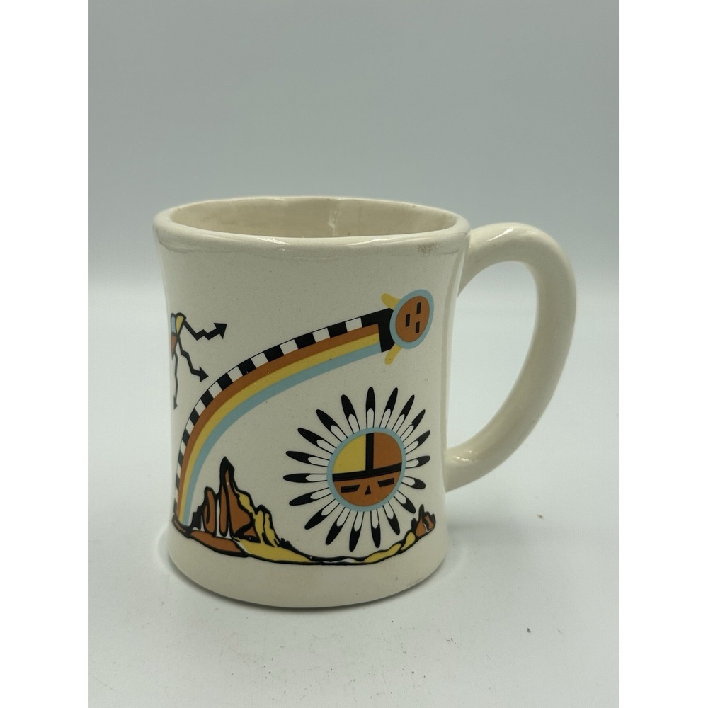 Vintage Cream Colored Native American Aztec Inspired Coffee Mug